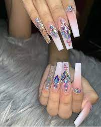 Pin By Dee Dee On Nails Long Acrylic Nails Coffin Nails Design With Rhinestones Long Acrylic Nails