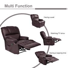 Massage Recliner Chair With Heat And Vibrating Waterjoy Full Body Leather Massage Chair With Control Black Sofa Chair Sofa Chair Lounge Couch Brown Living Room