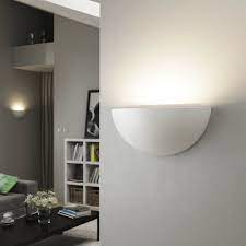 Review of pir motion sensor wall light ebay! Plaster Uplighter Wall Light Half Moon Paintable Gypsum Light Ceramic E14 Ses Ebay