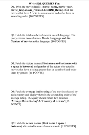 First names of actors and actresses beginning with a b. 101 Given Below Are The Tables Movie Movie Cast And Chegg Com