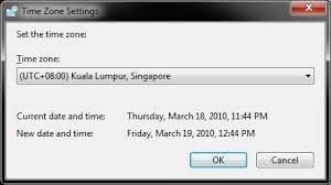 Get kuala lumpur's weather and area codes, time zone and dst. Time Zone Change Windows 7 Help Forums