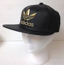 Adidas Black And Gold Hat New Youth Boy Girl Kid Adidas Snapback Hat Black Leather Look Shiny Gold Trefoil Adidas Kids Girls Adidas Snapback Hats For Men