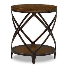 Urban Remix With Its Juxtaposition Of Distressed Natural Pine Iron Legs And Metal Accents Our Shortline Rou Rustic End Tables End Tables Coffee Table Design