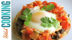 In the morning heat the sauce for a few minutes in a saucepan, layer your tortillas in a baking dish, add the sauce and eggs and bake for 15 minutes. How To Make Huevos Rancheros Hilah Cooking Youtube