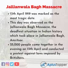 Over 400 innocent people had gathered around the golden temple in amritsar. 10 Lines On Jallianwala Bagh Massacre For Students And Children In English A Plus Topper
