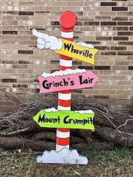 Maybe you would like to learn more about one of these? Amazon Com Grinch Inspired Whoville Sign Christmas Pole Handmade Wooden Yard Art Decor Handmade