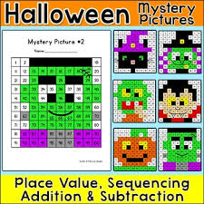 Halloween Math Hundreds Chart Color By Number Pictures Halloween Activities