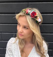 Corona floral en color blanco ruborizado burdeos, diadema de boda, corona  para niña de las flores adulta, tocado de novia, tocado de flores, corona  de dama de honor, halo de maternidad