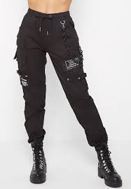 Chain Detail Cargo Pants Black Maniere De Voir Uk Edgy Outfits Cool Outfits Cute Casual Outfits