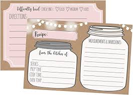 Free printable recipe cards from kori clark Amazon Com 50 Double Sided Recipe Cards 4x6 Wedding Bridal Shower Card Kraft Blank Christmas Holiday Printable Recipe Card For Binder Cute Rustic Vintage Retro Gift In A Mason Jar Recipe Cards 4