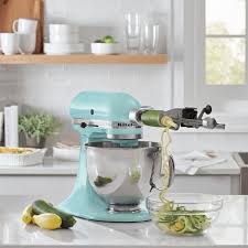 Kitchenaid mixer artisan 5 qt aqua sky. Kitchenaid Artisan 5 Qt 10 Speed Ice Blue Stand Mixer With Flat Beater 6 Wire Whip And Dough Hook Attachments Ksm150psic The Home Depot