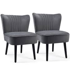 Wirksworth 25.25 w tufted faux leather slipper chair and ottoman. Shop For Costway Set Of 2 Armless Accent Chair Upholstered Leisure Chair Single 23 X 27 5 X 30 Get Free Shipping On Everything At Overstock Your Online Furniture Outlet Store Get 5 In Rewards With Club O 32034591