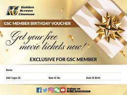 This birthday gsc entitles voucher member to only two (2) free movie tickets in a single redemption (same movie, date & showtime). 1 Dec 2018 Onward Gsc Member Birthday Treat Everydayonsales Com