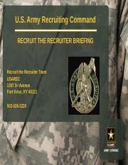 Rtr_brief U S Army Recruiting Command Recruit The
