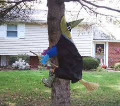 Witch Hits The Tree We Used Things We Had Around The House To Make This Witch We Did Buy The Halloween Witch Decorations Halloween Party Kids Halloween Fun