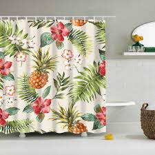 Save this item to your list. Tropical Flowers With Pineapple Shower Curtain Vintage Seamless Bathroom Decor Gojeek