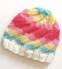 Free Knitting Pattern For Swirl Hat Ribbed Beanie Knit In The Round In Sizes From Preemi Hat Knitting Patterns Baby Hats Knitting Knitting Patterns Free Hats
