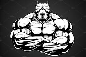 Black And White Bulldog Cartoon Angry Dog Bodybuilder Pitbull Art Angry Dog Bulldog Artwork