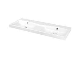 Meuble lave mains à suspendre goodhome imandra bois l.44 x h.55 cm. Plan Double Vasque En Resine Blanc Goodhome Mila 120 Cm Castorama