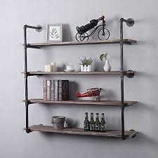 Is is easy to keep your house tidy with our beautiful designer floating and wall shelves ! Gwh Industrial Pipe Shelving Wall Mounted 48in Rustic Metal Floating Shelves Steampunk Real Wood Book Shelves Wall Shelf Unit Bookshelf Hanging Wall Shelves Farmhouse Kitchen Bar Shelving 4 Tier Buy Online At Best Price In Uae