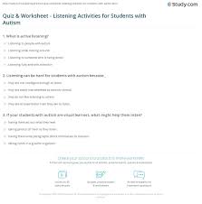 quiz worksheet listening activities for students with autism study com
