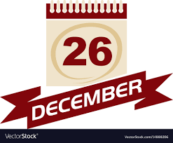 26 december calendar with ribbon Royalty Free Vector Image