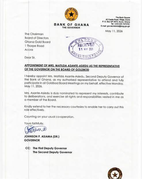 Matilda Asante-Asiedu replaces BoG Governor on Board of GoldBod