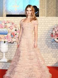 The opulent floral embroidery just screams fairytale. Lily James Style File Every Cinderella Inspired Look