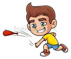 Caucasian Boy Throwing Water Balloon Cartoon Clipart Vector - FriendlyStock