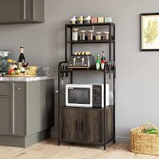 • get a bright, modern look • cabinets ship next day. Buy Homecho Tall Kitchen Baker S Rack With Storage Cabinet Industrial 4 Tier Microwave Oven Stand Free Standing Kitchen Utility Storage Shelf Rack Dark Brown Online In Vietnam B097bx3l2f