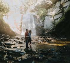 The name looking glass comes from looking glass rock, where water freezes on its sides in the winter. Hanna And David Looking Glass Falls Engagement Session Pisgah National Forest Photographers Asheville Wedding Photographers Jameykay And Arlie
