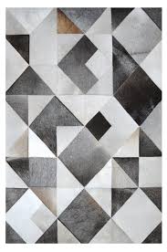 Pyramid Pearl Gray Leather Rug Cowhide Leather Rug Luxury Rug
