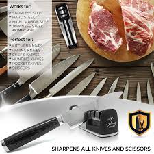 Comes with two independent spring action arms make razor sharp in seconds. Zulay Kitchen Knife Sharpener Cut Resistant Glove