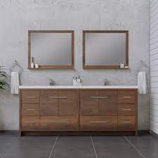 Uvlhlzv352284sb84 out of stock eta 8/28/2021 84 inch double sink bathroom vanity in rustic barnwood $3,117.00 $2,398.00 sku: Alya Bath Sortino 84 Inch Double Bathroom Vanity Rosewood Anve Kitchen And Bath