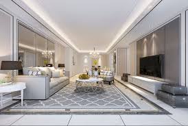 Un décor moderne et familial. Rendu 3d Belle Salle A Manger Et Salon Moderne Avec Une Decoration De Luxe Et Un Canape En Tissu Pres D Un Miroir Photo Premium