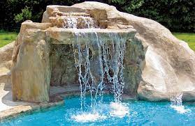 Backyard pools with slides and waterfalls. Swimming Pool Rock Waterfall Pictures Blue Haven Pool Water Features Swimming Pool Waterfall Cool Swimming Pools