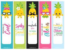 Our printable bookmark templates require the free adobe acrobat reader. Pineapple Bookmarks Free Printable Set Our Kid Things