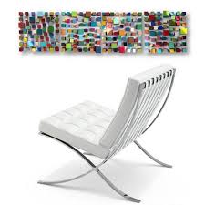 Modern Wood Cube Painted Mirror Wall Geometric Wall Sculpture Barcelona Chair Modern Wood Chair