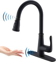 Touchless Kitchen Faucet with PullDown Sprayer,20 Single Kitchen Sink  Faucets Black Pull Out Sprayer,High Arc Pulldown Single Handle for Motion  Sensor 3 Hole Deck Mount,Black (Oil-Rubbed Bronze)