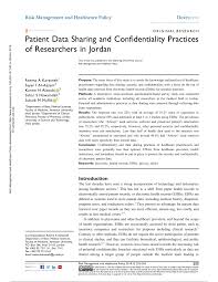 Pdf Patient Data Sharing And Confidentiality Practices Of Researchers In Jordan