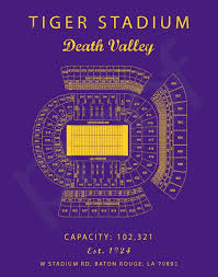 Tiger Stadium Seating Chart Blue Print Or Canvas Lsu Tigers Louisiana State University Baton Rouge Death Valley Poster