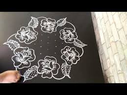 Beautiful Roses Simple Rangoli For New Year Margazhi Easy Rangoli Designs 9 To 5 Dots Rangoli Designs Flower Easy Rangoli Designs New Rangoli Designs