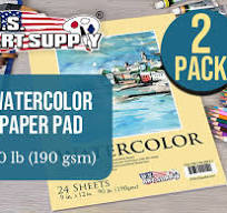 US Art Supply 9" x 12" Premium Heavyweight Watercolor Paper Pad, Pack of 2  (24 Sheets Each), 90lb (190gsm) - Spiral Bound, Cold Pressed, Acid-Free, ...
