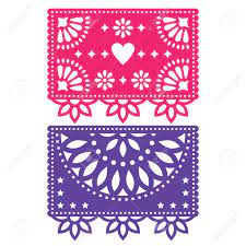 Paper cut artisans, commissioned by the church, would make thousands of strings of papel picados for religious. Plantilla De Diseno Vectorial Papel Picado Decoraciones De Papel Mexicano Flores Y Formas Geometricas Dos Banners De Parte Ilustraciones Vectoriales Clip Art Vectorizado Libre De Derechos Image 86959137