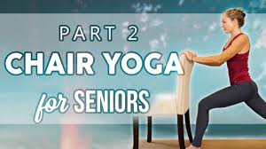 Easy Beginners Yoga Class With A Chair All Ages Levels 20 Minute Stretch Class How To At Home Yoga For Seniors Beginner Yoga Class Yoga For Beginners