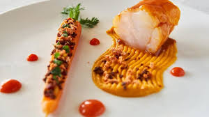 Lotte Petit Bateau Laquee Au Jus De Carotte Curcuma Frais Grosse Carotte Biologique Confite Chorizo Iberique Arts Gastronomie Gastronomie Recette Gastronomique Recettes De Cuisine