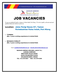 Find your next job and see who is recruiting and apply directly on jobrapido.com. Job Vacancy In Klang 2020