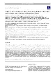 Pdf The Impact Of Movement Control Order Mco During Pandemic Covid 19 On Local Air Quality In An Urban Area Of Klang Valley Malaysia