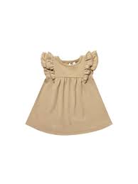 Quincy Mae Organic Flutter Dress Honey Baby Girl Dresses