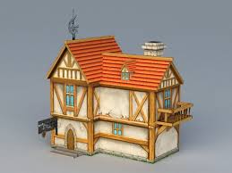 Medieval Town House 3d Model 3ds Max Files Free Download Modeling 39205 On Cadnav House 3d Model City House Model Homes